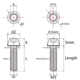 Wanyifa Titanium Ti Allen Hex M5x16 18mm Tapered Head Bolt with Washer Screw for Bicycle Stem Parts Pack of 6 (Green, M5x18mm)