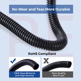 YCLYC Split Wire Loom 1/4 Inch, 13FT Wire Protector Tubing for Cords, Black Flexible Wire Conduit Cover, Cord Protectors from Pets No Chew Electric Wire Cover
