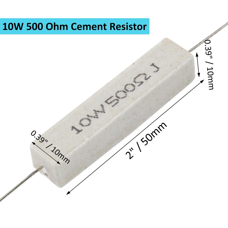 Qjaiune 10Pcs Cement Resistor 10W 500 Ohm Resistor, Ceramic Resistor