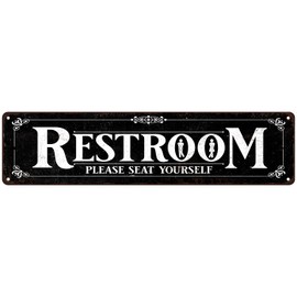 Vintage Metal Street Signs, Rustic Wall Art Plaques, Farmhouse Kitchen Home Bathroom Camping Bar Retro Decor Indoor Outdoor Road Sign 16 x 4 inch (RESTROOM)