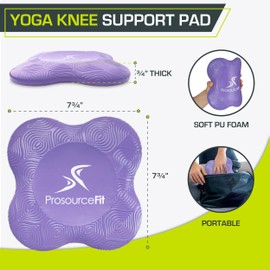 ProsourceFit Yoga Knee Support Pads Set of 2, Non-Slip for Yogis, Pilates, Meditation and Stretching; Exercise Accessories for Joint Support for Men and Women, Purple