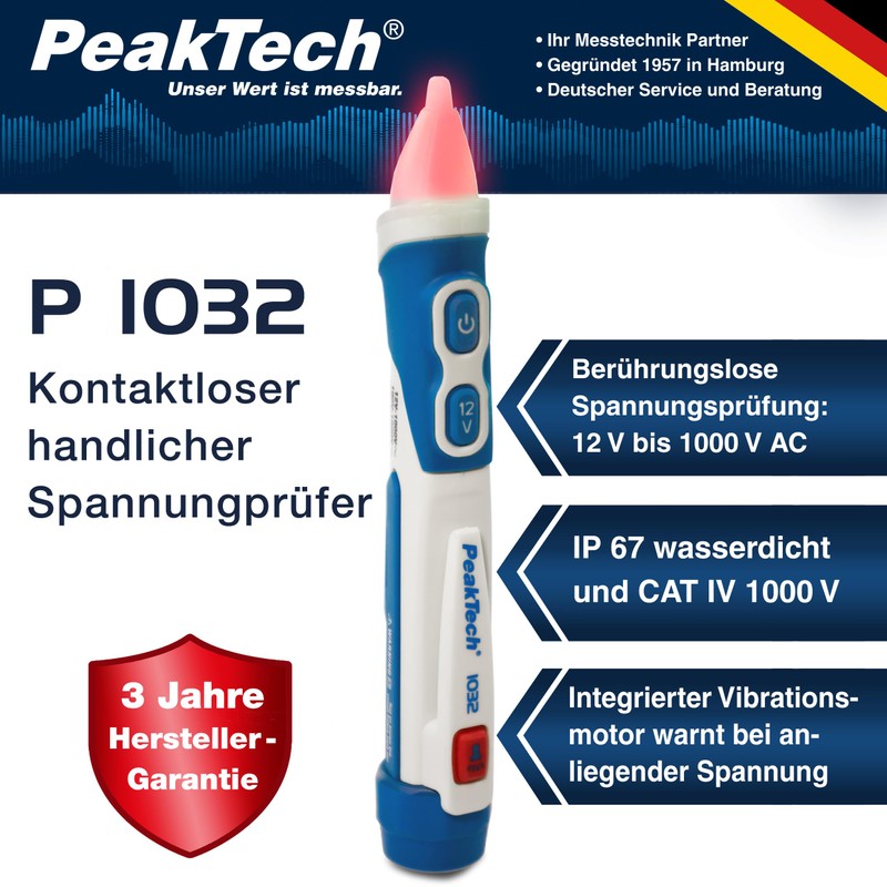 PeakTech P 1032 AC Voltage Tester Non-Contact [+ LED Signal