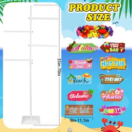 LEIFIDE Adjustable Hawaiian Leis Holder Stand with Base 11 Luau Party Welcome Signs Summer Tropical Decoration Hawaiian Party Directions Signs Display Rack for Tropical Flower Lei Garland Wreath Shows
