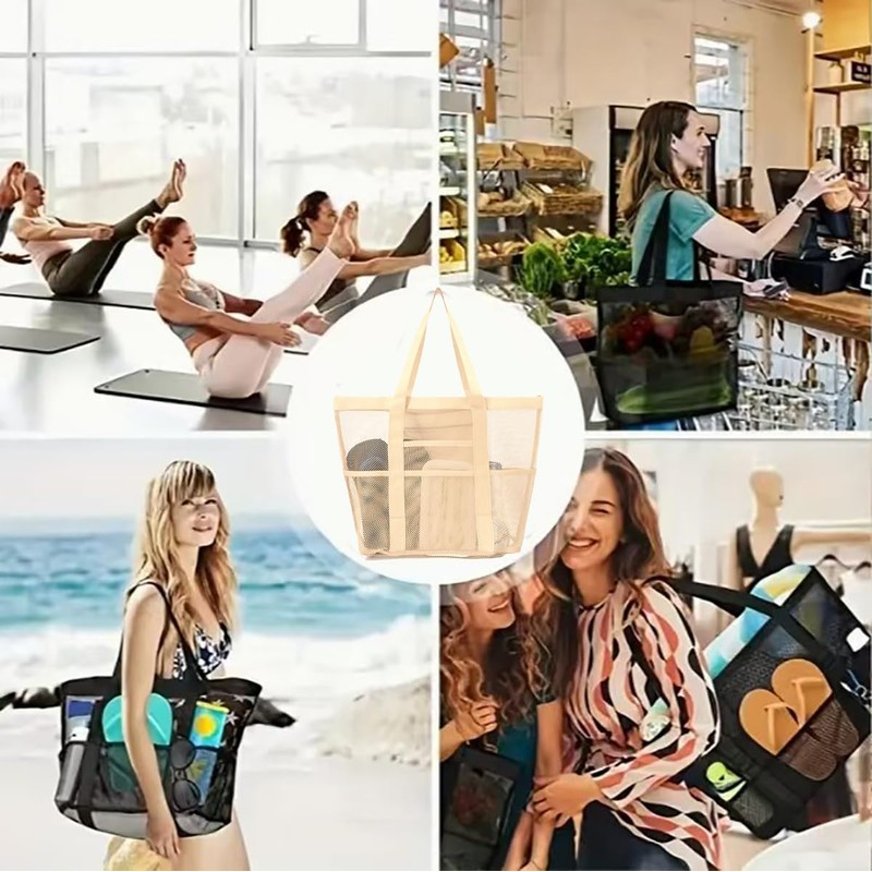 ALMLWIAJ XXL Mesh Beach Bag, 64 x 43 x 20