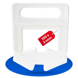 Pull Tabs for Tiles, Pack of 100, 3 mm Thickness, Plastic, for Tile Height from 3 to 15 mm, Tile Levelling System, Tile Laying Aid, Tile Laying Accessories, Levelling Spacers