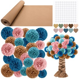 Mooliwe Classroom Tree Bulletin Board Set DIY 3D Cardboard Tree with Paper Pom Poms Kraft Craft Bulletin Board Wall 3D Decorations for School Elementary Teacher Chalkboard(Boho Color,6, 8, 10 Inch)