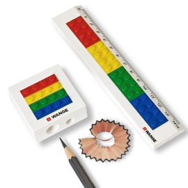 Colored Pencil Sharpener and Ruler for Kids - Can be Combined with Blocks for DIY（1 Set）