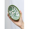 Tranquillo Blue Pottery Stoneware Oval Soap Dish with Floral Green