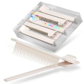 ColorBow Teasing Clip Comb (5 Pack) Hair Coloring Styling Tools for Highlights Balayage Ombré Trimming Cutting Flat Iron Guide - Hair Straightener Comb - Flat Iron Comb - Straightening Comb