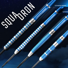 DESIGNA DARTS D0778 Squadron | 24g Premium 90% Tungsten Barrel Dart Set with Steel Tips including 3 Standard Flights, 3 Shafts, Point Protector and Bar Wallet, M3, Blue