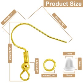 Phinus 720PCS Earring Kit, Earring Hooks with Jump Rings and Clear Silicone Backs, DIY Jewelry Making Supplies (Gold)