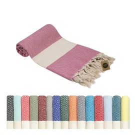 KZY LONDON Beach Towel - Large Turkish Beach Towels for Camping, Swimming, Bath, Gym, Picnic - Quick Dry, Super Absorbent, Lightweight, Compact Cotton Hammam Towels for Adults, Men, Kids (Fuchsia, 1)