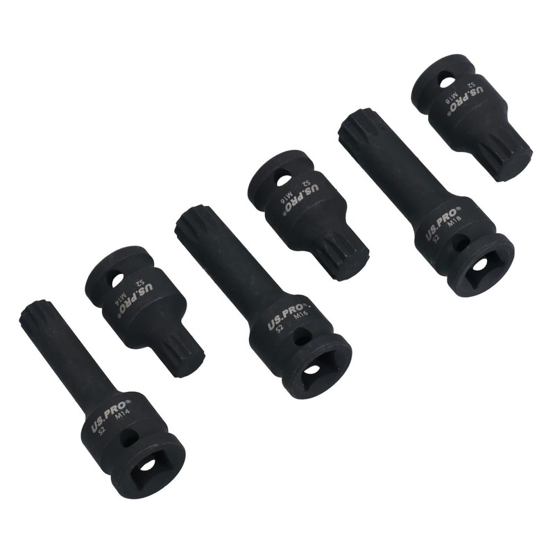 1/2in Drive Deep + Shallow Impact Impacted Male Spline Sockets