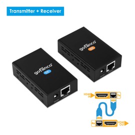 gofanco HDMI Extender Over CAT5e/6 Full HD 1080p with Deep Color, 3D, EDID Copy, Zero Latency, Dolby Digital/DTS - 165ft - Transmitter/Receiver Balun Kit - (HDExt)