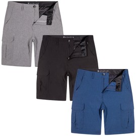 Visive Pack of 3 Cargo Shorts for Men Hybrid Big and Tall Camo Quick Dry 4-Way Stretch Camoflauge Golf Short Black - 38