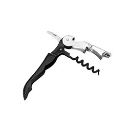 Kit of 2 Corkscrew with Foil Cutter and Bottle Opener, 5 inches in Length, Stainless Steel/Black