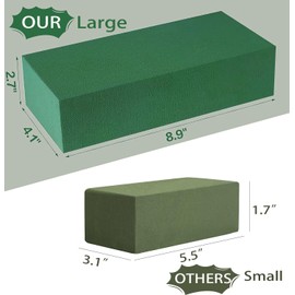 JEAWIWI Floral Foam Blocks 6 Pcs for Flower Arrangements 8.9"x4.1"x2.7", Large Dry & Wet Green Flower Foam Blocks for Artificial or Fresh Flower