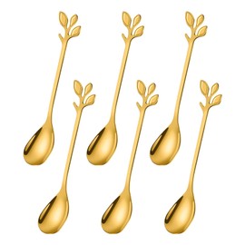 Ateweita Tea Spoon Set, Stainless Steel Coffee Spoon, Highly Polished, 12 cm Small Spoon with Elegant Leaves Design, Mocha Spoon, Coffee Spoons Kit