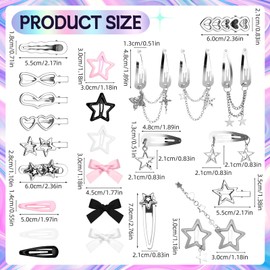 Fingertip WD 42Pcs Y2k Pink Hair Clips Set Kawaii Hair Love Star Cross Hair Clip 2000s Non Slip Accessories Styling Tools Cool Hair Barrettes for Girls Hairstyle