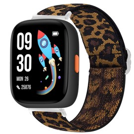 Compatible for BIGGERFIVE Smart Watch Band, Lamshaw 22mm Quick Release Stretch Elastics Nylon Adjustable Replacement Strap Accessories Compatible with BIGGERFIVE BW01, BIGGERFIVE BW02 Smart Watch (Leopard)