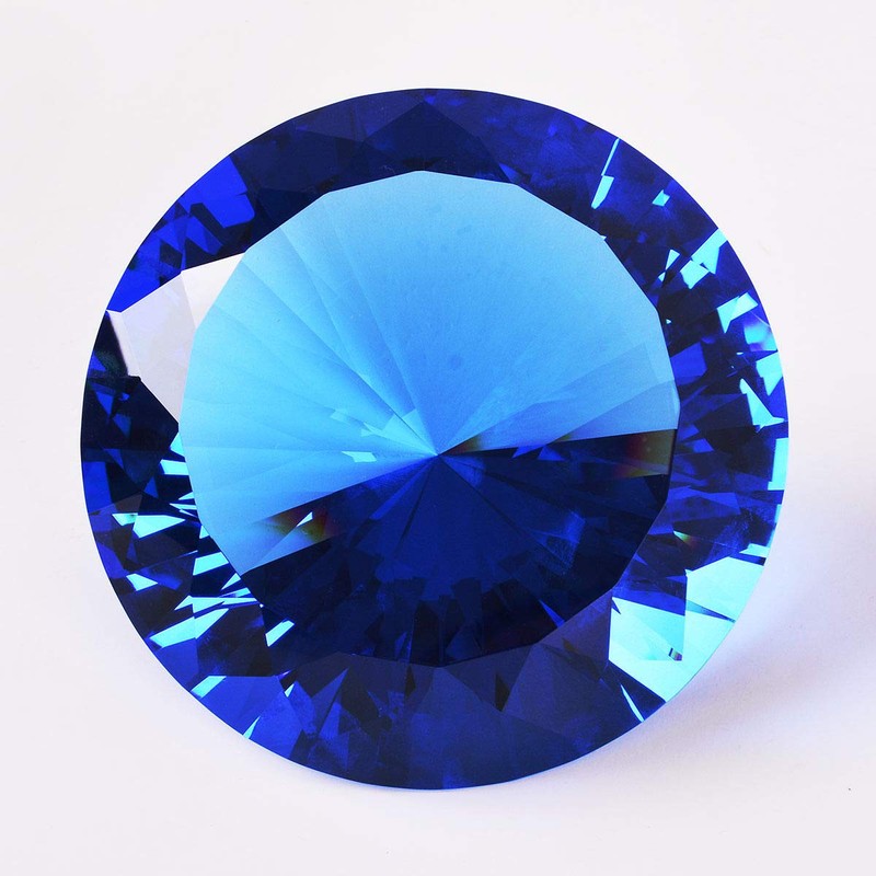 Blue Crystal Glass Diamond Shaped Decoration 60mm Jewel Paperweight,Gift Decoration