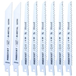 Reciprocating Saw Blades for Wood Pruning, 8Pcs Sawzall Blade Assortment Including 6 Woodcutting & 2 Carbide Metal Blades, Saw zalls Blade Holder with Storage Case (6in 6TPI + 6in18TPI) by RNSXYAT