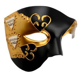 Hoshin Masquerade Mask, Half-Face Mardi Gras Decorations Venetian Masks for Mens(Black & Gold)