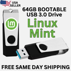 Mint Linux Mint 22.1 Cinnamon OS 64-Bit Bootable USB Live Install PC 64GB USB 3.0