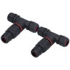 2Pcs 3 Way Junction Box Waterproof T Shape Cord Connector
