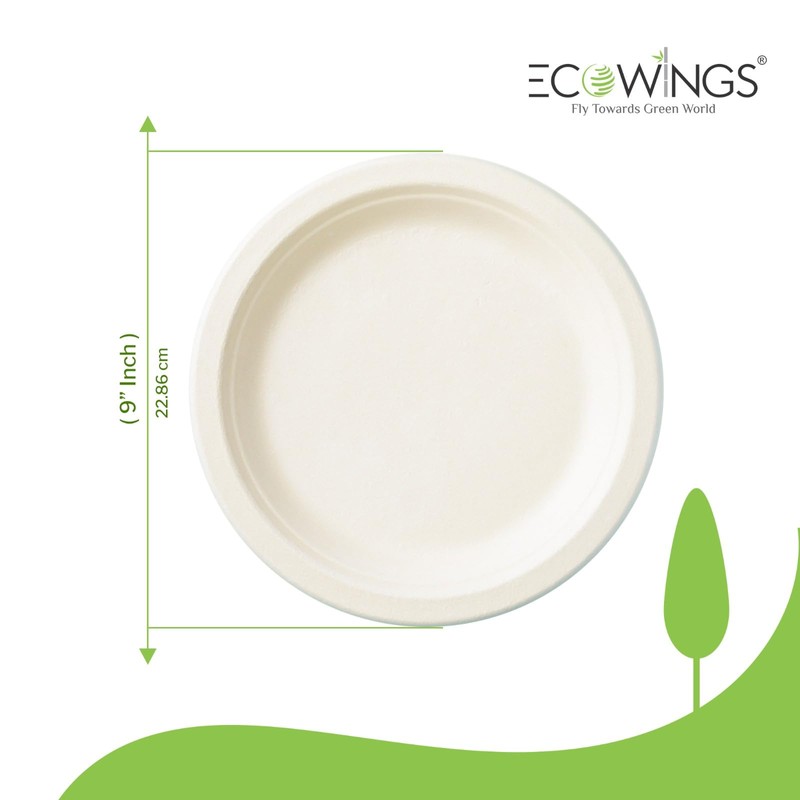 ECOWINGS 9 inch Biodegradable Plates, Eco-Friendly and Compostable - Better