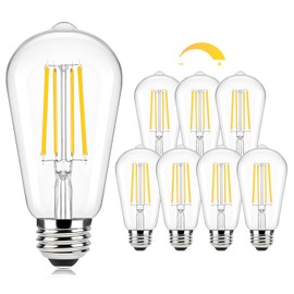 Brightever Edison Light Bulbs 60W Equivalent, Dimmable LED Light Bulbs, 7W, 850LM Vintage E26 Bulb 2700K Soft White, 90+CRI, ST58 Clear Glasses Antique Decorative Filament Bulb for House, 8 Pack
