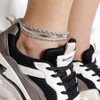 QJLE Silver Ankle Bracelets for women, Adjustable Flat Snake Chain
