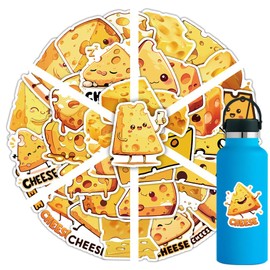 Cheese Stickers 50 Pcs Vinyl Funny Dairy Food Stickers for Water Bottle Laptop Skateboard Scrapbook Luggage Car Helmet Bike Computer,Waterproof Trendy Cute Sticker for Adults Girls Boys