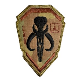 Mandalorian Boba Fett Emblem Bounty Hunter OCP - Funny Tactical Military Morale Embroidered Patch Hook Fastener Backing(Camouflage)