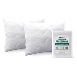 Crizzio® Quilted Pillow Protectors Zipped, Hypoallergenic, Dust Mite Proof, Breathable and Noiseless 100% Microfiber Pillow Protector, UK Standard 50x75 CM (Pack of 2)