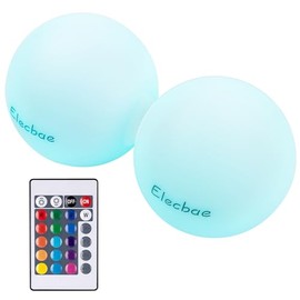 Elecbae Small Floating Pool Lights, Pack of 2 Remote Control 16 Color IP68 Waterproof 3" Led Ball Lights, Multi-Scenario Applicability, Garden, Backyard, Pool, Party (Not Inflatable)