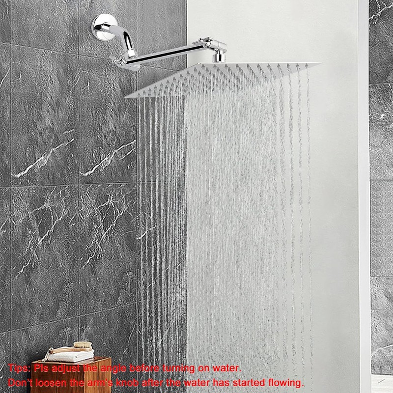 NearMoon Rain Shower Head with 11’’ Adjustable Extension Arm, Large