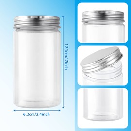 AKOLAFE 20 Pack 350ML Plastic Jars with Lids 12oz Kitchen Storage Jars Clear Plastic Jars Leak Proof Plastic Storage Jars Slime Containers for Kitchen, Spice, Cosmetic, DIY Crafts