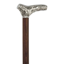 Italian "Acanthus" Silver Plated Handle on Black Beechwood Shaft Walking Cane