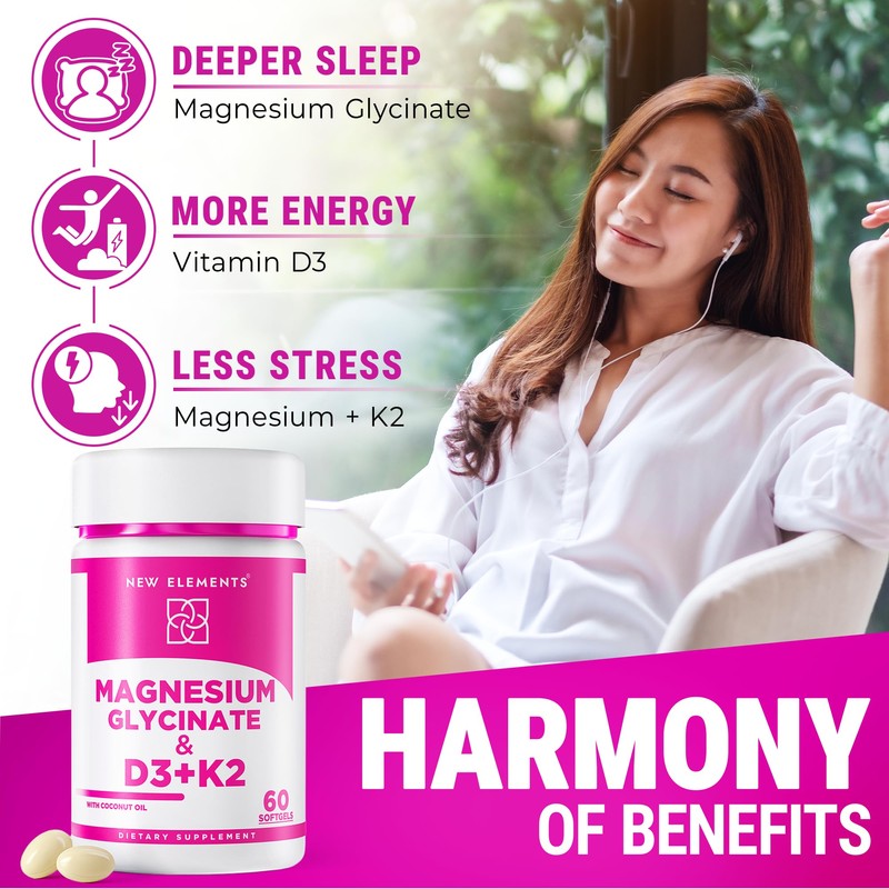 Magnesium Glycinate 500mg with High-Potency Vitamin D3 10,000 IU &