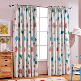 Melodieux Cartoon Trees Room Darkening Blackout Curtain for Kids Room Nursery Rod Pocket Window Panel, 52" W x 63" L(1 Panel)