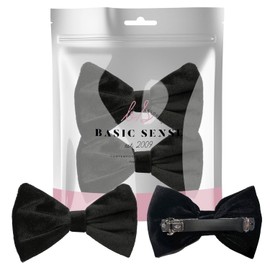 Basic Sense Velvet Bow Hair Clips, Rubber Protected, Sturdy Barrettes for Girls, School Uniform Friendly, A pack of 2pcs, Black