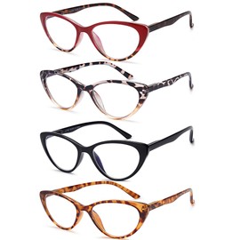 EYEURL 4-Pack Cat Eye Reading Glasses for Women Blue Light Blocking Computer Reading Glasses Anti-Glare Cat Eye Readers For Women,0.5