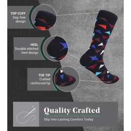 Marino - Calcetines de vestir para hombre, calcetines divertidos y coloridos para hombres, calcetines de algodón funky - Paquete de 6, Colección Fun, 13-15
