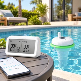 INKBIRD 2nd Gen Wireless Pool Thermometer with IBS-M2 WiFi Gateway, IPX7 Floating Digital Temperature Monitor with App Alerts, EU Version