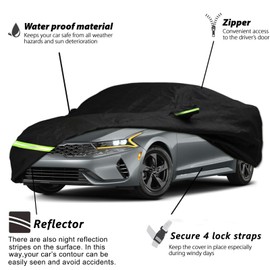 YIXIN Waterproof Car Cover for 2000-2022 2023 Kia K5 /Optima Car Cover Custom Fit 100% Waterproof Windproof & Single Door Zipper Bands for Snow Rain Dust Hail Protection