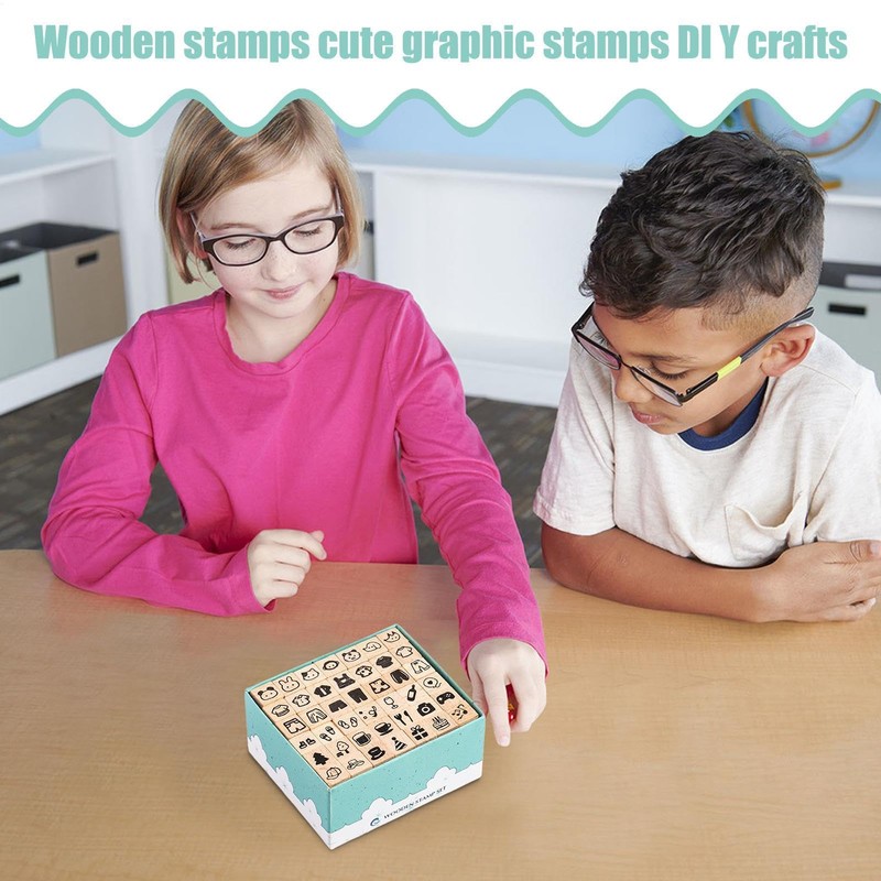 Wooden Stamps for Kids - Toddler Craft Stamp Kit -
