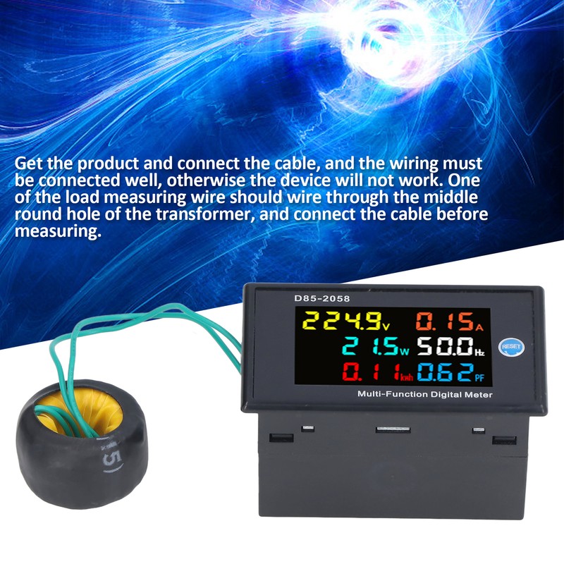 Power Monitor Single Phase LCD Digital Display Voltage Current Meter