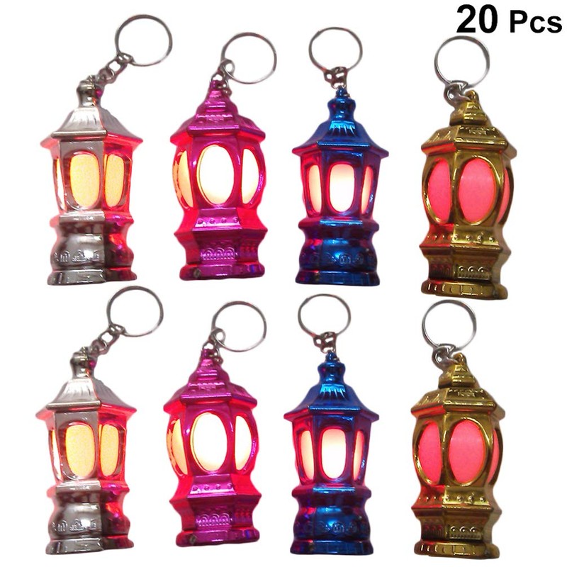 Uonlytech 20pcs Mini Keychain Flashlights LED Pocket Ramadan Lantern Keyring