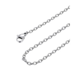 FOCALOOK Stainless Steel Chain Mens 30inch Silver Chain Necklace 2mm Round Thin Cable Rolo Chain